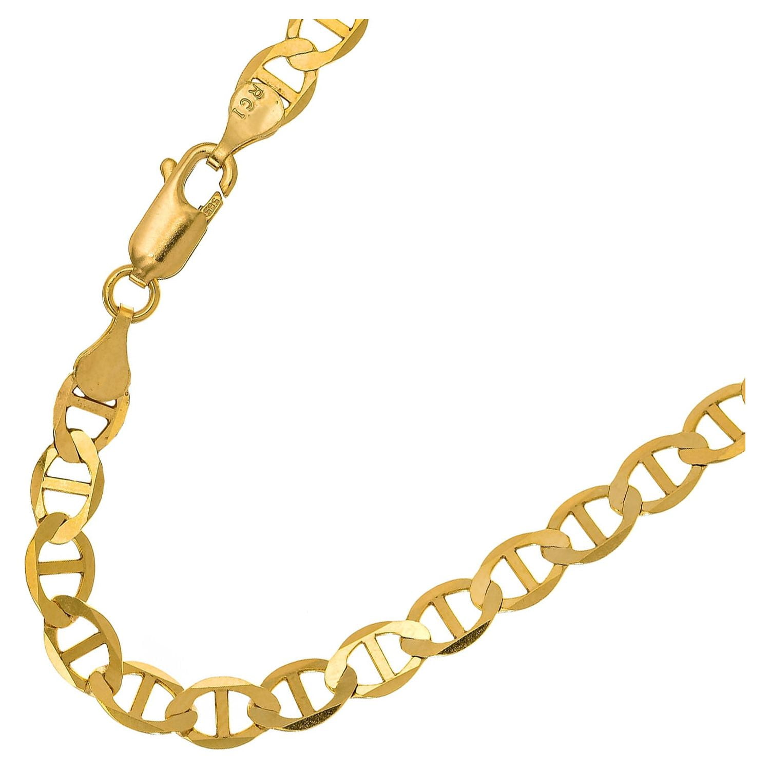 JewelStop 10k Real Solid Yellow Gold 5.5mm Mariner Chain Necklace  16 18 20 24  (图3)
