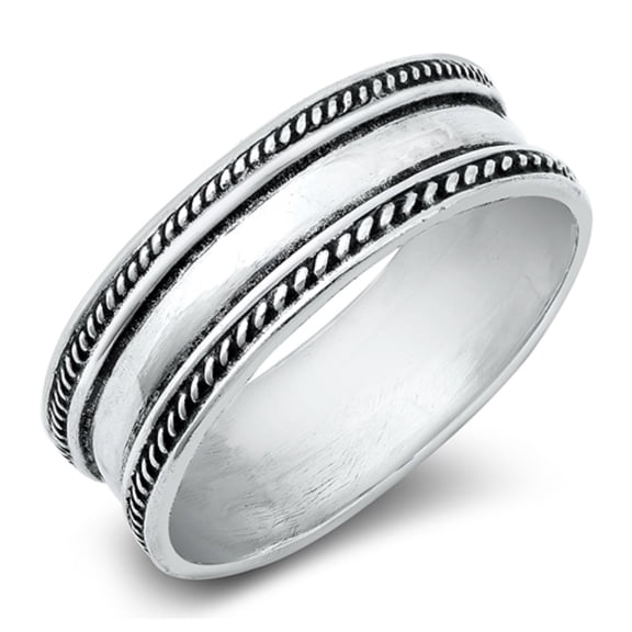 Sterling Silver Rope Edge Bali Ring Size 9