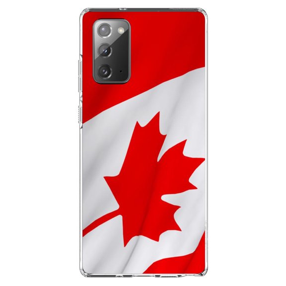 DistinctInk Clear Shockproof Hybrid Case for Galaxy Note 20 ULTRA (6.9" Screen) - TPU Bumper, Acrylic Back, Tempered Glass Screen Protector - Red White Canadian Flag Canada - Canada