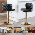 thumbnail image 3 of HomePerch Set of 2 Faux Leather Swivel Bar Stools with Adjustable Height, Wingback Tufted Backrest, and Gold Metal Legs for Kitchen Island or Dining Room, 3 of 9