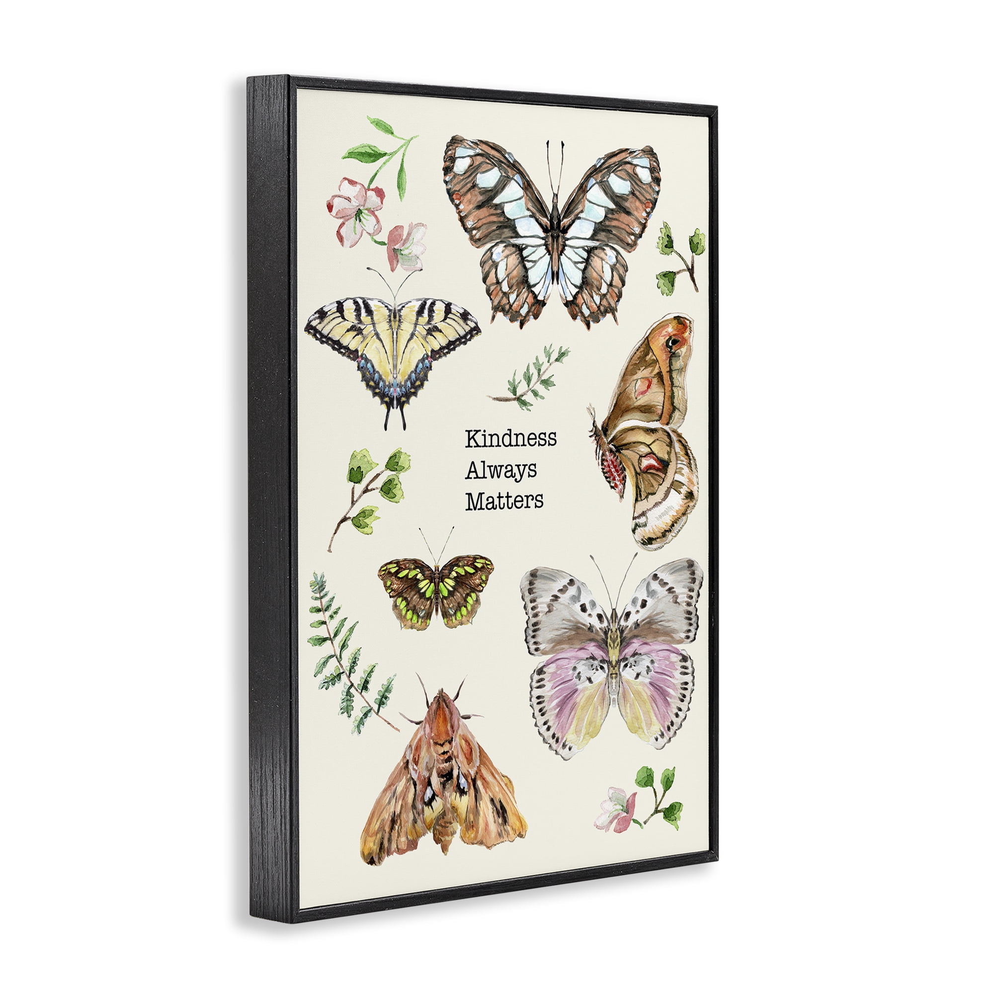 Stupell Industries Kindness Matters Insects Animals & Insects Painting Black Framed Art Print Wall Art, 12 x 18