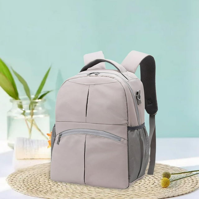 Bolsa de pañales para bebé, mochila de lactancia con separación de ropa seca y húmeda, bolso multifuncional Gris