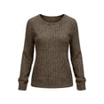 thumbnail image 3 of TEAJOPSUU Women's Pullover Sweatshirts Striped Long Sleeve Crew Neck Sweaters Fall Winter Soft Casual Clothes Loose Fit Brown, 3 of 6