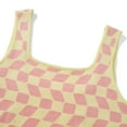 thumbnail image 6 of Liacowi Women Juniors Knitted Tank Dresses Checkerboard Print Sleeveless Short Dress U-Neck Loose Mini Dress, 6 of 7