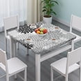thumbnail image 3 of Black Floral and Petal Pattern Square Fitted Tablecloth with Elastic Edge,Square Table Cover,Washable Elastic Table Cover for Home Kitchen Party Decor 36"x36", 3 of 6
