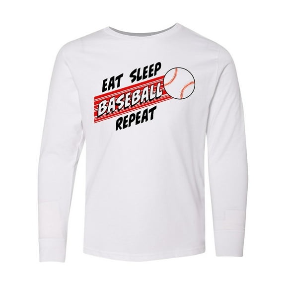 Inktastic Eat, Sleep, Baseball, Repeat Long Sleeve Youth T-Shirt