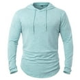 thumbnail image 3 of XEGLSBU Long Sleeve Shirts for Men Big and Tall Men's Athletic Hooded Shirts Long Sleeve Workout Sport Hoodie Casual Running T Shirt Pullover Top Men's Shirts Graphic Blue Sky Blue Size XL, 3 of 5