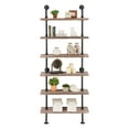 thumbnail image 5 of Danya B. Industrial Modern Rustic 6-Tier Iron Pipe Wall Mount Ladder Shelving Unit in Distressed Wood Finish, 5 of 5