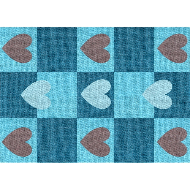 Ahgly Company Machine Washable Indoor Rectangle Transitional Bright Turquoise Blue Area Rugs, 2' x 3'