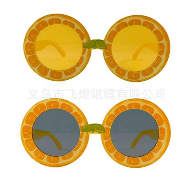 KAKOWELY 2 gafas de sol con forma de limón: gafas novedosas con temática de frutas para fiestas tropicales de Luau, recuerdos de fiesta en la playa o piscina de verano hawaiano.