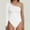 White, variant on UANWENN Summer Women's One Shoulder Long Sleeve Bodysuit Sexy Mini Jumpsuit for Parties and Night Out Long Sleeve Bodysuit Women Lace Body Suits for Women Satin Jumpsuit for Women Suits for Women