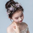 thumbnail image 4 of Bridal Pink Cloth Flower Headband Wedding Pearl Crystal Beads Headpiece Accesorios para el cabello para la decoración Party Jewelry, 4 of 4