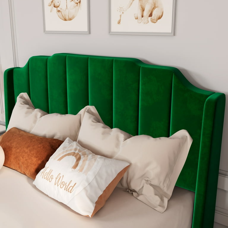 Velvet green sale headboard queen