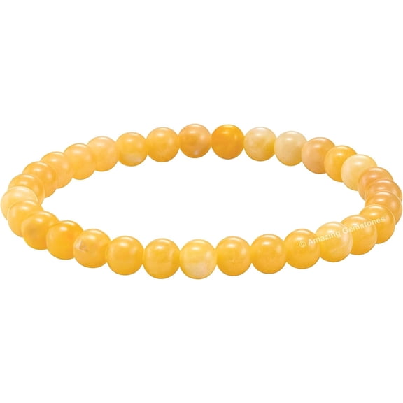 Yellow Calcite Crystal Bracelet - 6mm Beaded Bracelet and Healing Stones