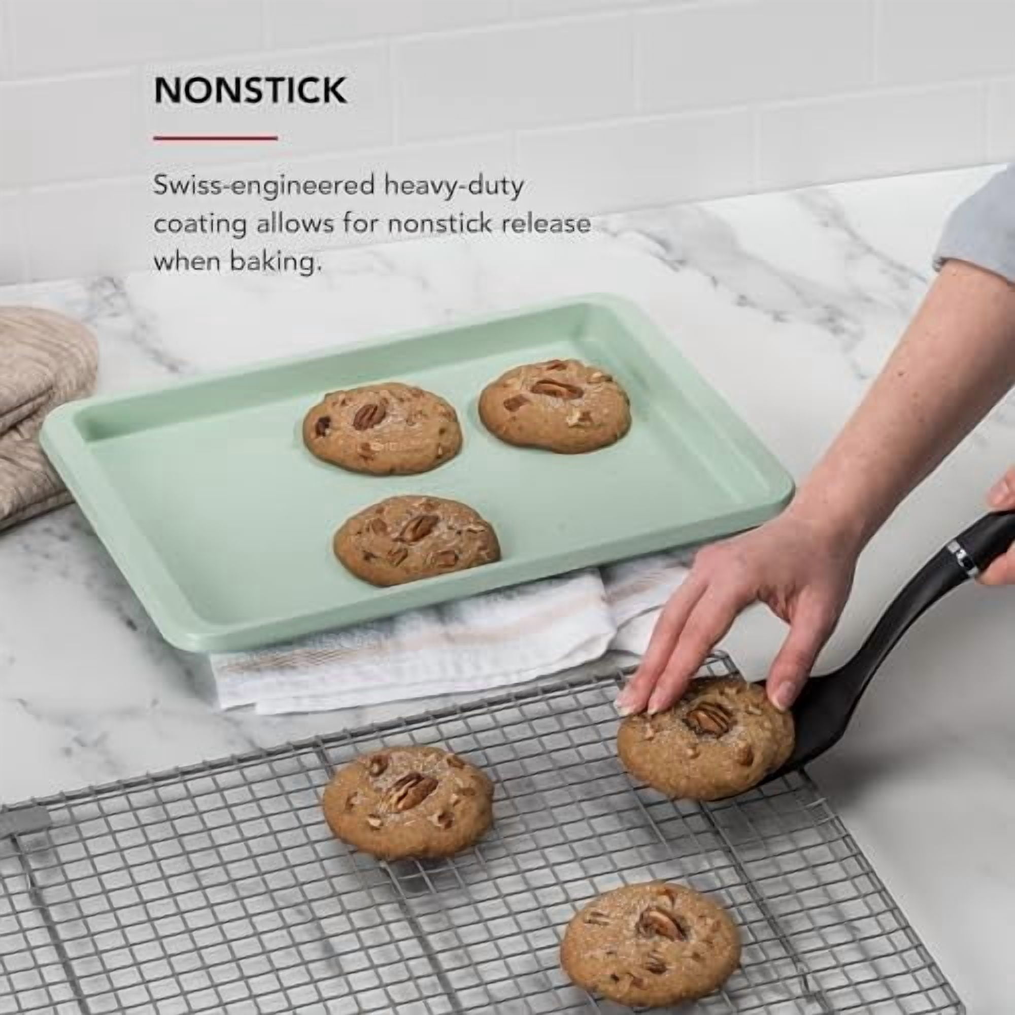 9x13in Nonstick Aluminized Steel Baking Sheet, Pistachio