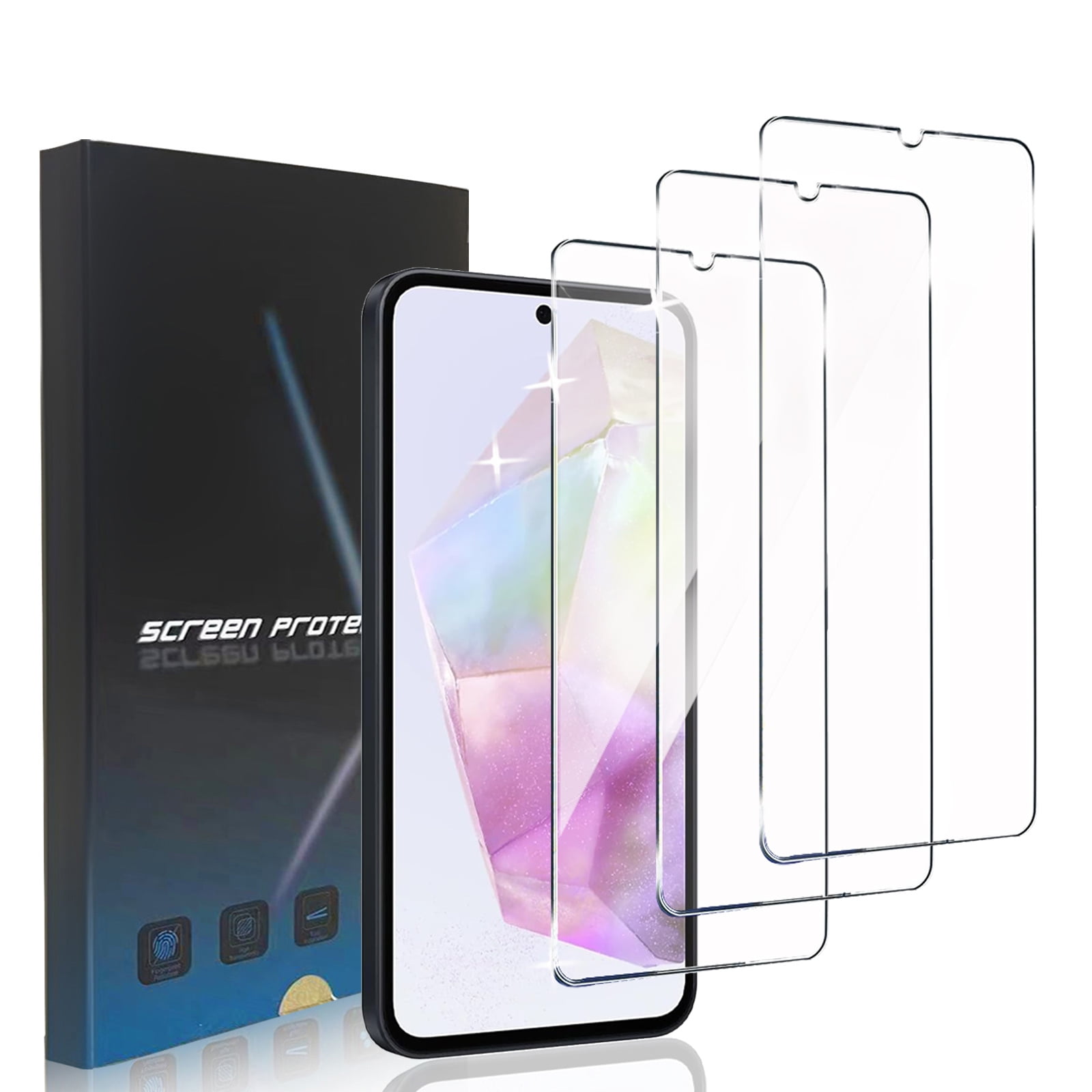Zonyee [3 Pack] Clear Tempered Glass Screen Protector Compatible for Samsung Galaxy A35 6.6-inch, Scratch Resistant, Easy Install, Bubble-Free