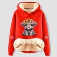thumbnail image 2 of NinXxx Women's Cute Cow Print Lined Hoodie Long Sleeve Daily Wear Red XXL, 2 of 4