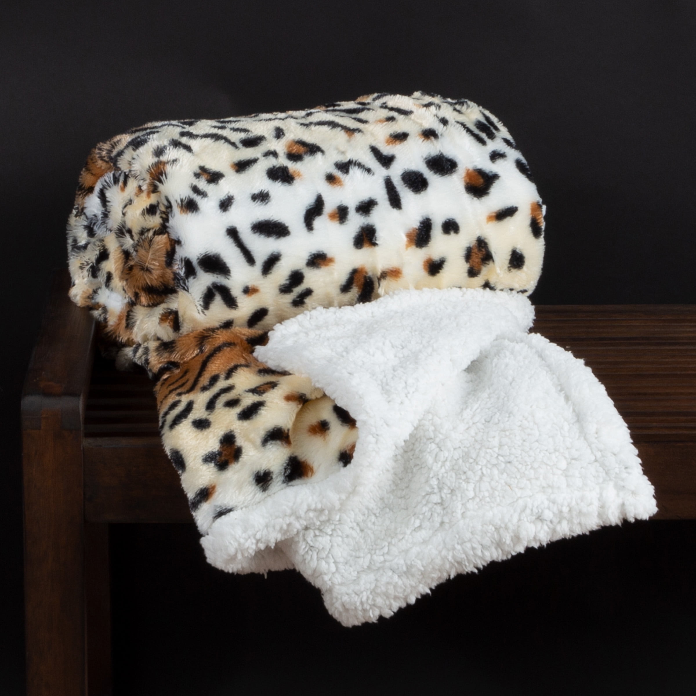 Lavish Home Fleece Blanket With Sherpa Backing King Tiger for sale online 