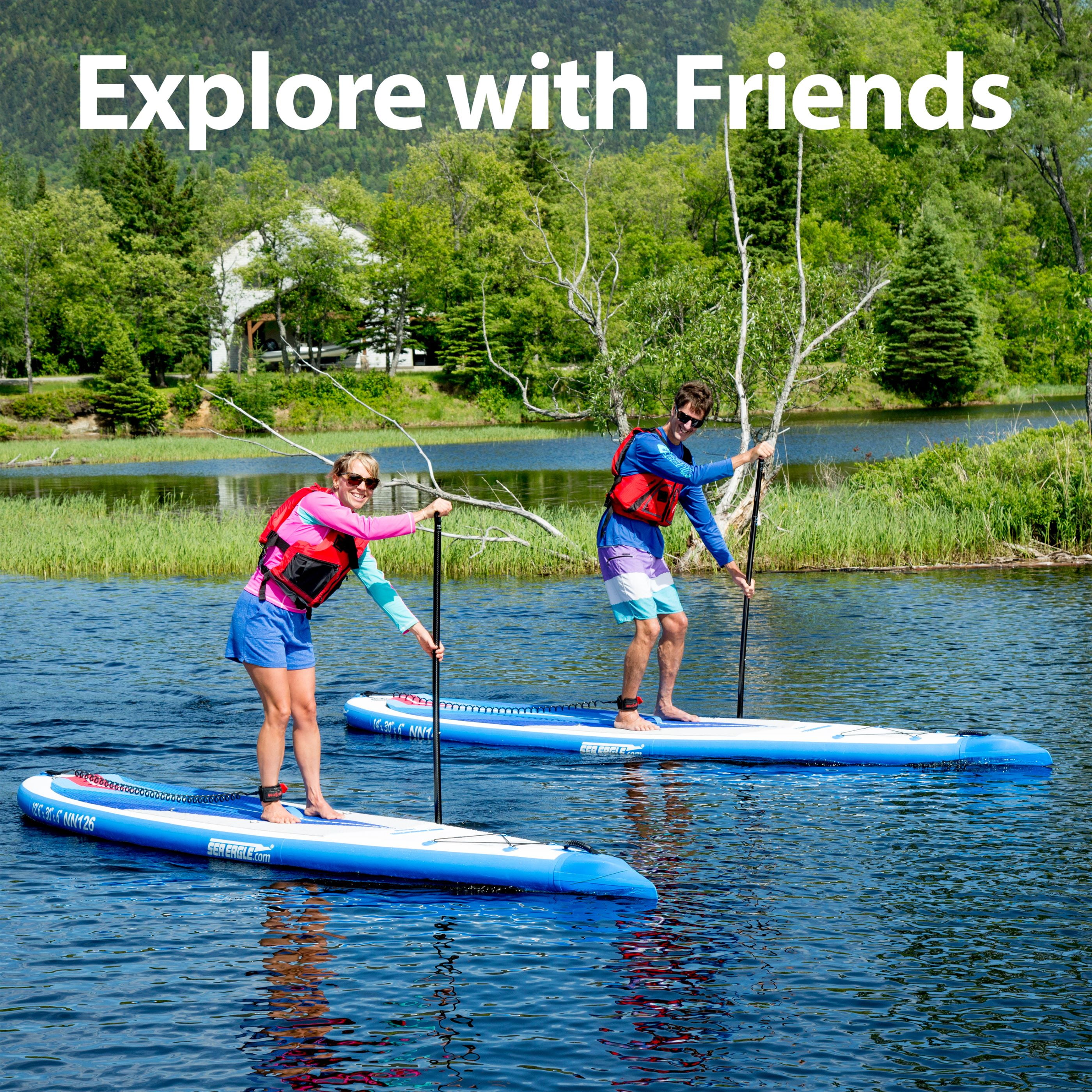 Sea Eagle NeedleNose 14’ Inflatable Lightweight High Pressure Drop Stitch Stand Up Paddle Board SUP, Patented Wave Piercing Bow- Start Up Package