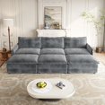 thumbnail image 5 of Modern Corduroy 3-Seater Sofa 220×80×75cm with 3 Movable Footrests, 5 of 11