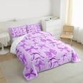 thumbnail image 4 of Manfei Cartoon Ribbon Teens Full Size Comforter Sets, Kawaii Purple Floral Bedding Comforter Set, Princess Bowknot Bow Reversible Bedding Sets, Microfiber Bedroom Decor, 3 Pieces, 4 of 9