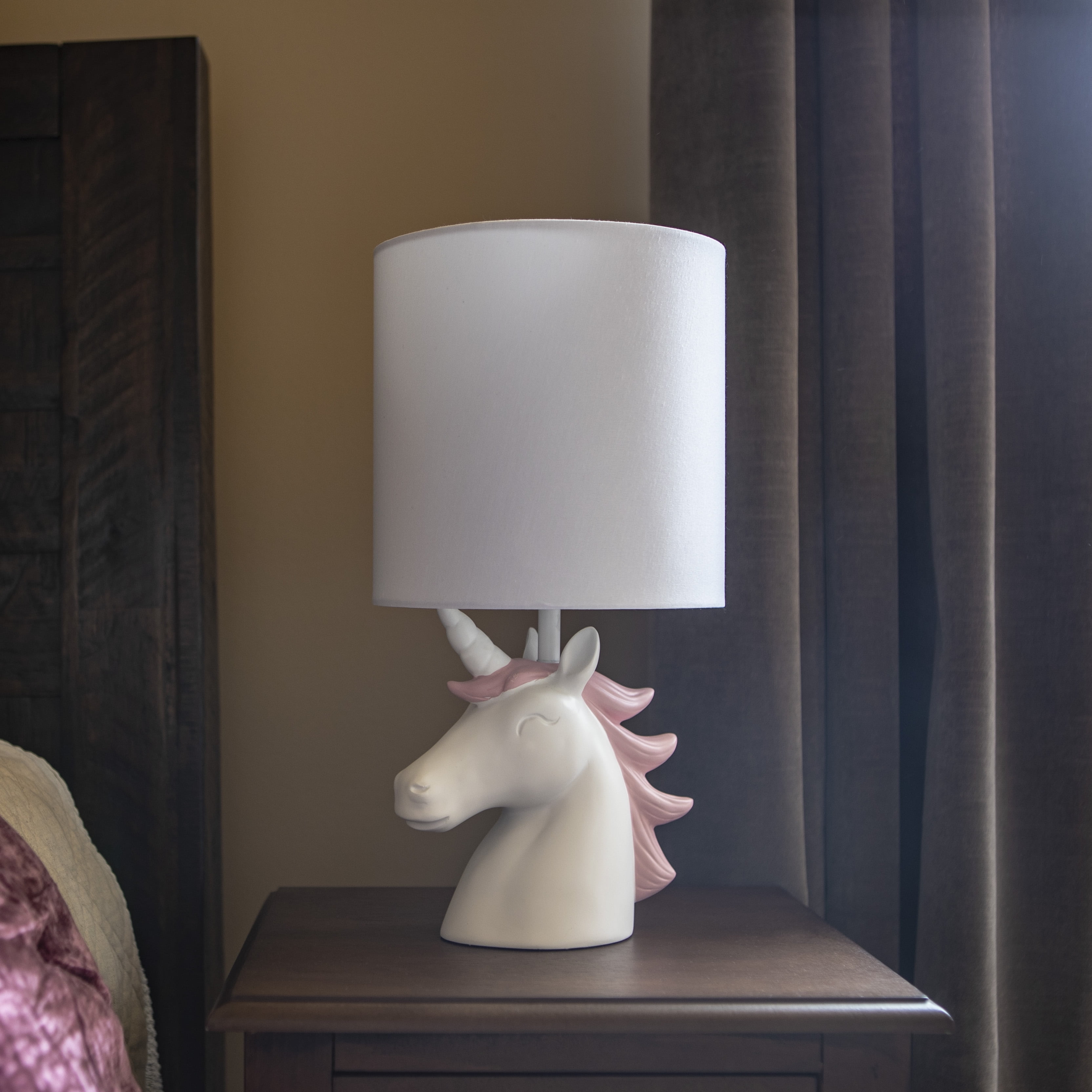 Kids Unicorn Table Lamp, White and Pink, Your Zone,