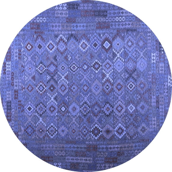 Ahgly Company Indoor Round Southwestern Blue Country Area Rugs, 8' Round