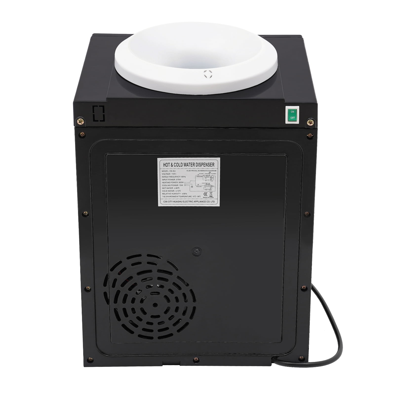 Modern Black Countertop Water Dispenser - 500W Heating 75W Cooling - 500ml Liner for Home Office Dormitory Use
