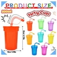 thumbnail image 3 of Plastic Tumbler Cups with Flexible Straws for Cold Beverages and Juices Set of 8 Straws Included for Parties and Everyday Use Drinking Straws #B6 Multicolor_017, 3 of 9