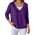 thumbnail image 2 of Lixiuxyad Womens Cardigans Loose Fit Button Up Knit Cardigan Sweater For Casual Wear,Purple, 2 of 6