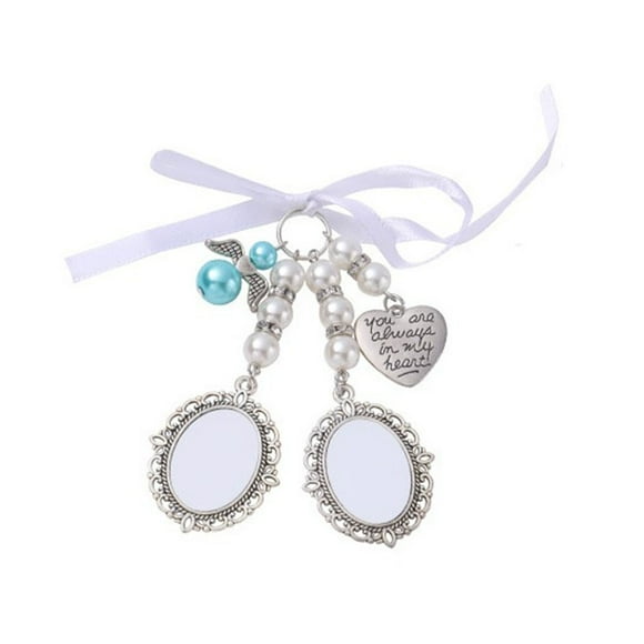 MYG Bouquet de Mariée Cadre Photo Cœur Breloque Mémoire Mariage avec Cœur Perles Cadeau