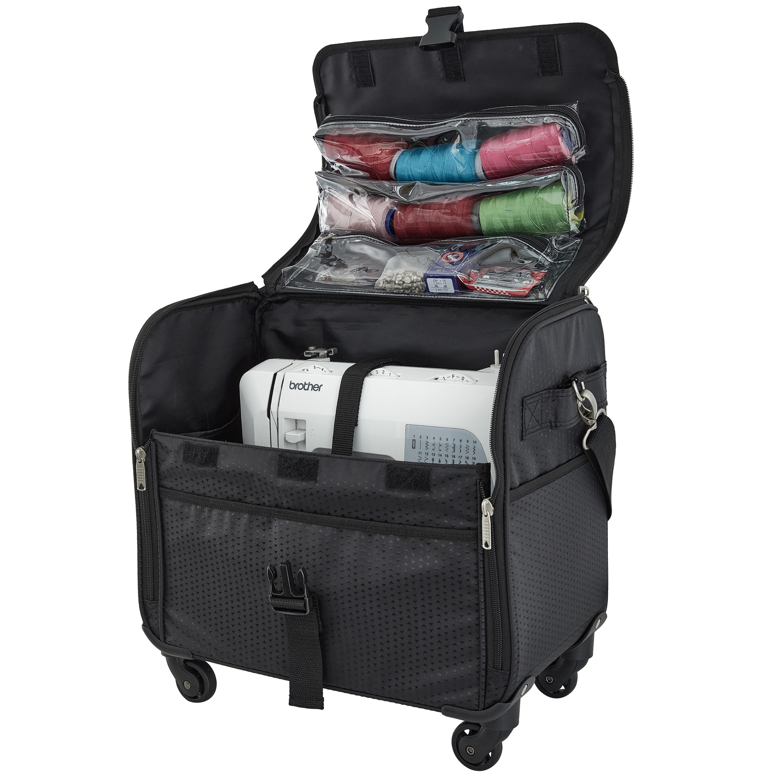 Travelers Club 17-inch Travel 4-Wheel Rolling Sewing Machine Bag, Black