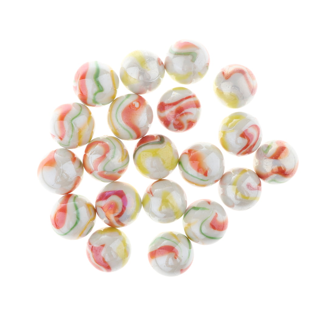 20pcs 25mm Floral Stripes Glass Bead Marbles Ball Run Stress Swirl Toy Decor 