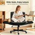 thumbnail image 5 of COOLHUT Criss Cross Office Chair, PU Leather Vanity Chair with Armrests and Wheels, Comfy Adjustable Swivel Ergonomic Criss Cross Chair for Home Office Bedroom Makeup, Black, 5 of 13
