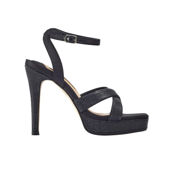 Lady Couture Daisy Rhinestone Heel Platform Sandal, Black, 10