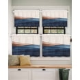 thumbnail image 2 of Blue Brown Wave Short Blackout Curtains 24 Inch Long Deep Blue Abstract Art Rod Pocket Kitchen Curtains, 2 Panels Thermal Insulated Room Darkening Drapes for Bedroom, 30"W x 24"L, 2 of 5