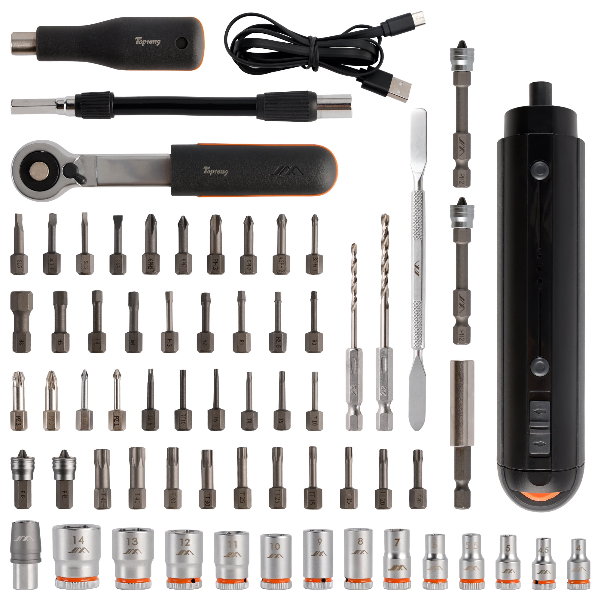 3.6V Cordless Electric Screwdriver Kit, 39-Piece with 13 PC Socket Set, 5 Torque Settings & LED Light, USB-C Rechargeable for Home DIY, Furniture, Electronics, and Quick Repairs