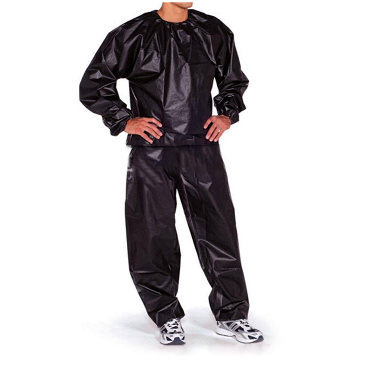 L-4XL PVC Sweat Sauna Gym Suit Fitness Loss Weight Exercise Training Tracksuit 