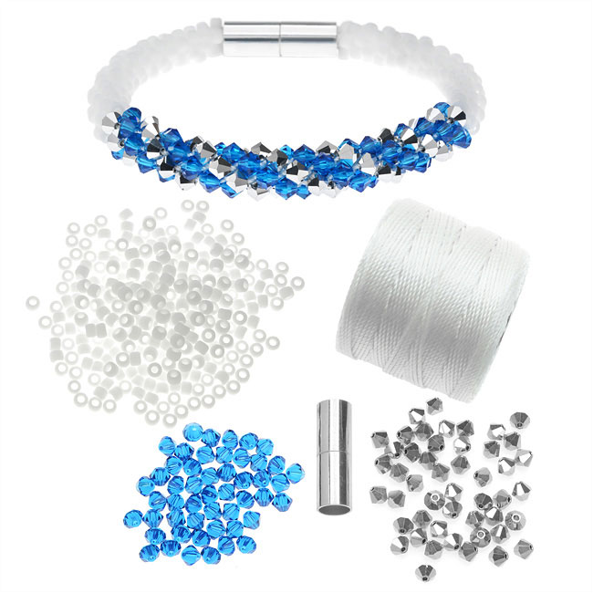 Refill Deluxe Beaded Kumihimo BraceletBlue/Silver Exclusive