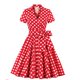 thumbnail image 1 of Vestido de Manga Corta para las Mujeres, Mid-Rise Turndown Cuello Vestido Casual, Moda Ocio Estilo de Verano, 1 of 6