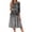 Gray, variant on Women's Trendy Round Neck Floral Print 3/4 Sleeve Midi Dress, Digital Pattern Casual Dress with Comfortable Everyday Wear,Blue L