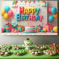 thumbnail image 6 of LUUFILx Colorful 3D Happy Birthday Banner Backdrop Party Decorations with Balloons Clouds and Rainbows, 6 of 7