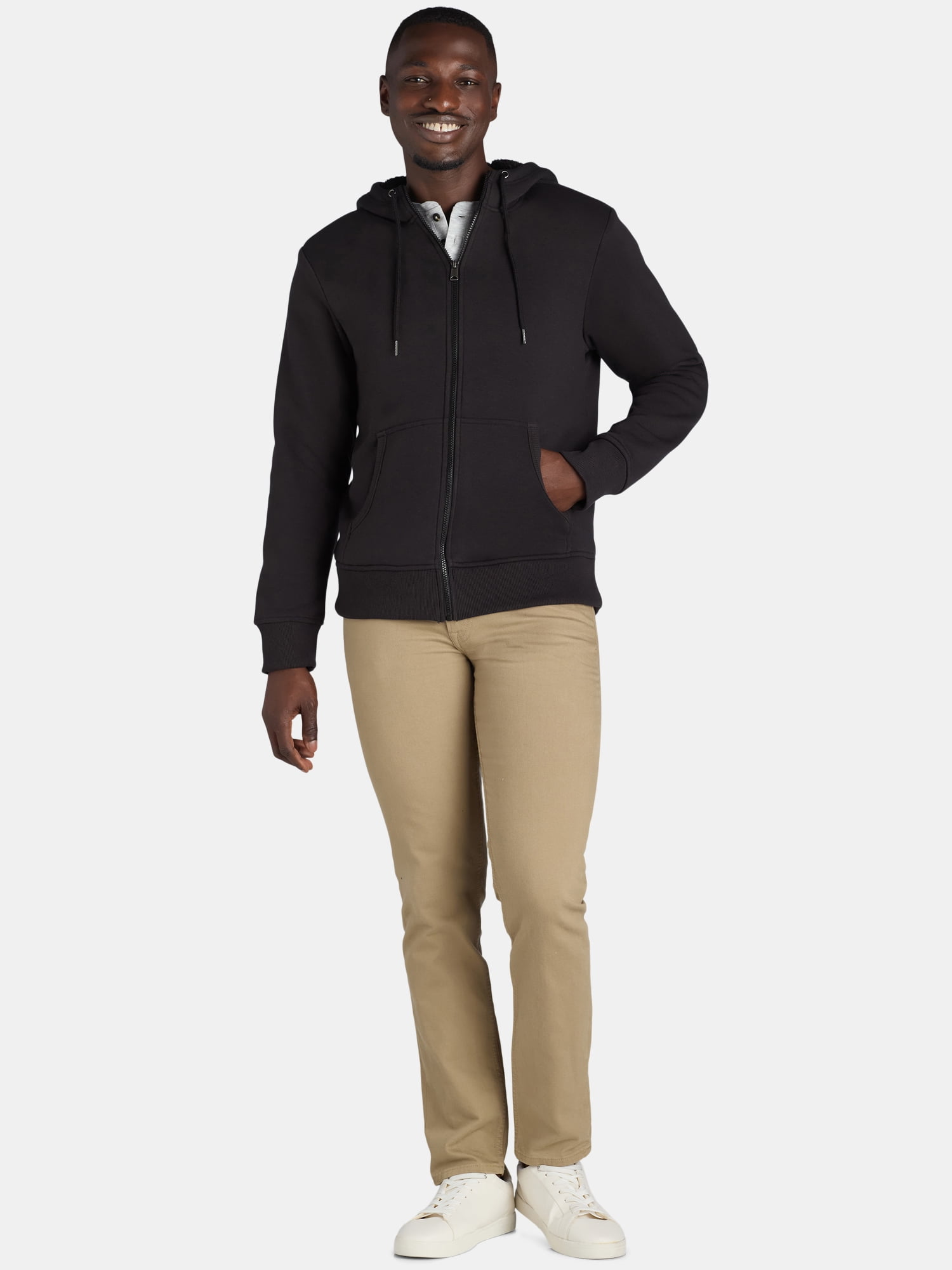 George Men's & Big Men's High Pile Fleece Lined Jacket with Hood, Sizes S-3XL
