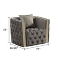 thumbnail image 2 of Naomi Button Tufted Chair with Velvet Fabric and Gold Accent in Taupe, 2 of 3