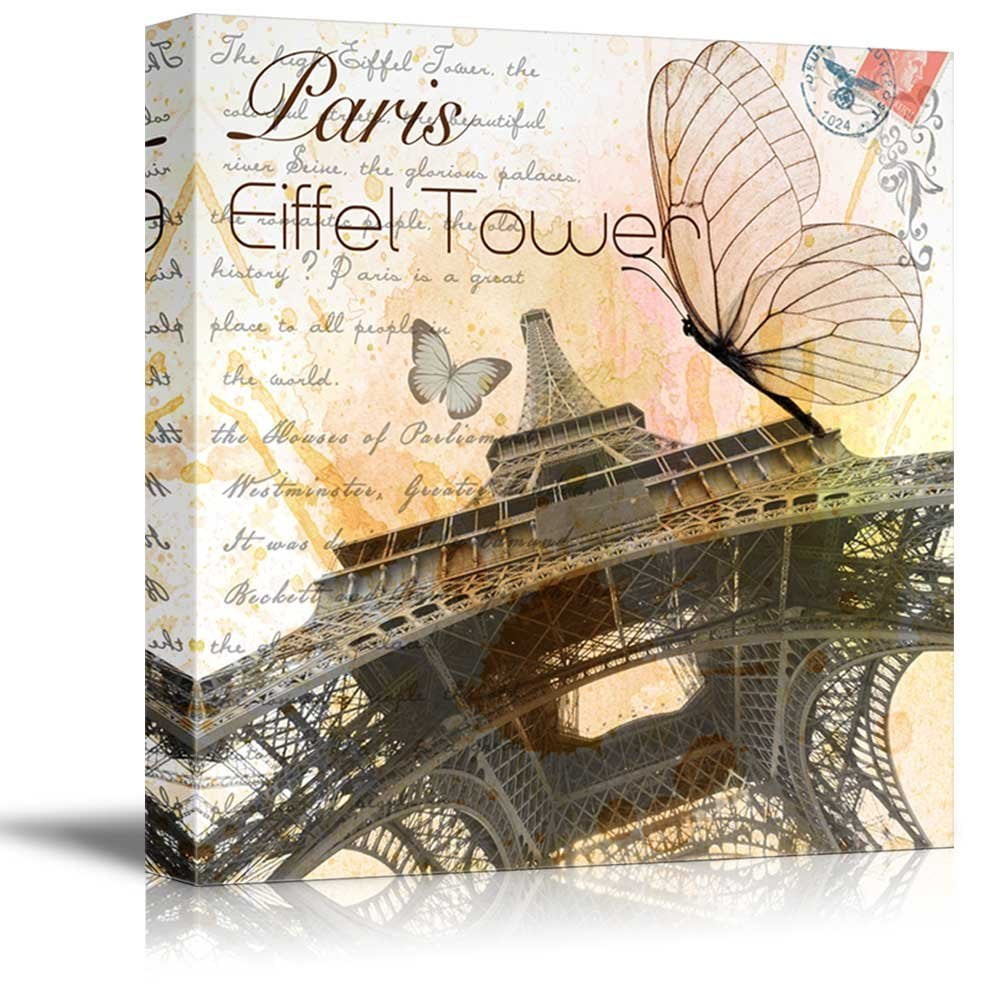 wall26 Canvas Wall Art Eiffel Tower in Paris Giclee Print Stretched
