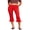 Red, variant on LMLYSoH Women Capri Pants, Elastic Waist 3/4 Length Pants Solid/Dots Cropped Pants for Casual Daily