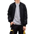 thumbnail image 3 of Boys Casual Lightweight Bomber Jackets Zipper Up Windproof Coat for Fall Winter Spring Outdoor Wearing (Black), 3 of 9