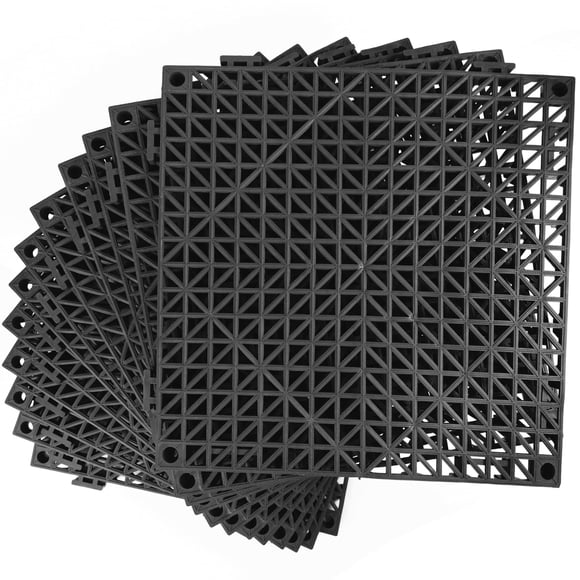 Modular Interlocking Cushion 12 Pack 11.8" x 11.8" Rubber Floor Tiles Non-Slip Splicing Drainage Mats for Deck, Pool, Outdoor Shower, Patio