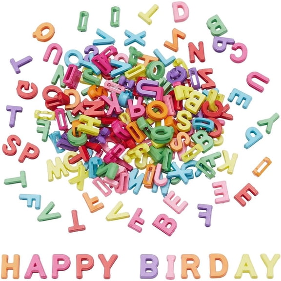 300Pcs A-Z Acrylic Craft Beads Colorful Alphabet Letter Beads Bulk Cute Initial Bracelet Bead 3D Loose Letter Bead