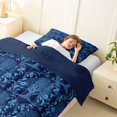 thumbnail image 3 of Homewish Retro Aztec Nature Tree Twin Comforter Sets,Vintage Botanical Bedding Set,Navy,Navy Blue Reversible,2 Pieces,1 Comforter and 1 Pillowcase, 3 of 7